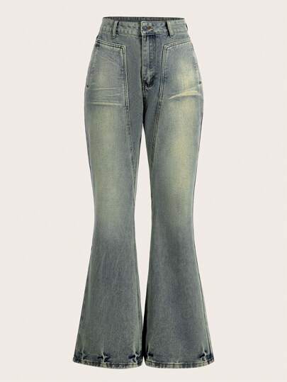 Fairycore Jean Évasé Délavé