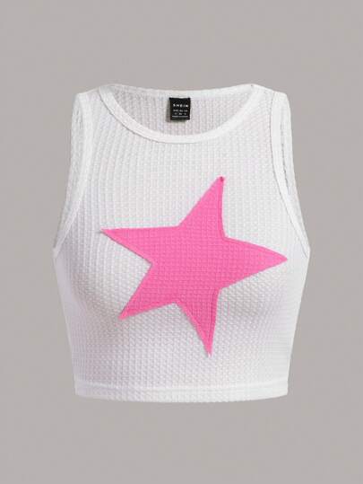 SHEIN ICON Star Patched Crop Tank Top