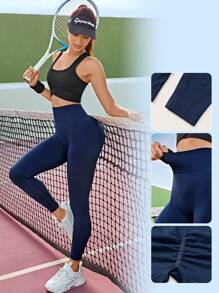 Easithlete 無縫寬腰帶運動打底褲