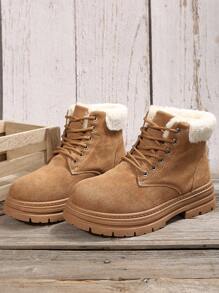 New Arrival Short Winter Boots With Fur Lining, Keep Warm And Suitable For Women To Wear On Many Occasions - Brown - View 4