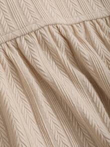 DAZY 方领荷叶边下摆 T 恤、荷叶边、返校服、娃娃装上衣、长袖女式上衣 - 杏色 - 查看 4