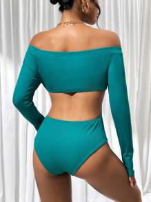 SHEIN Essnce Body Col Bardot À Bouton Découpé