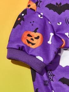 Halloween Thú cưng In Áo nỉ - Màu tím - Xem 3