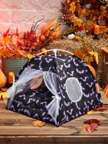 1pc Breathable Pet Tent With Bat Pattern, Suitable For Small And Medium Sized Cats And Dogs For All Seasons - Black - View 2