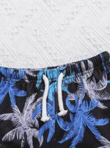 SHEIN 男嬰椰子樹圖案T恤&腰部抽繩短褲