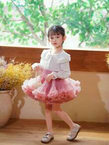 撞色女童（小）半身裙