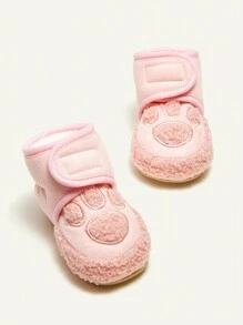 女童時尚舒適粉色靴子休閒保暖