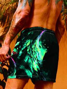 Surfspeed 男士動物印花腰部抽繩泳褲 - 藍色 - 查看 5