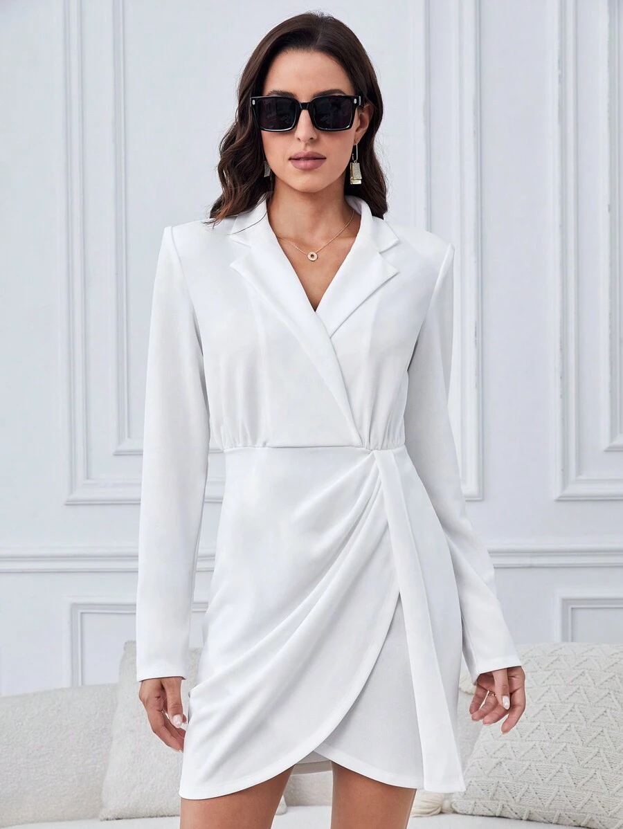 SHEIN Tall Váy quấn cổ có ve áo - trắng - Xem 1