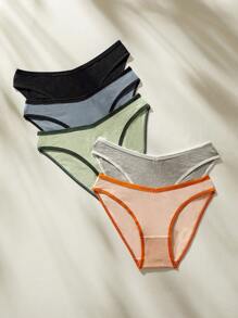 CoupledUp 5pack Contrast Binding Ribbed Knit Brief