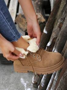 New Arrival Short Winter Boots With Fur Lining, Keep Warm And Suitable For Women To Wear On Many Occasions - Brown - View 2