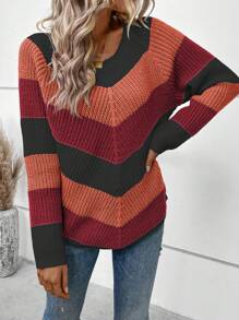 EMERY ROSE Chevron Pattern Raglan Sleeve Sweater - Multicolor - View 5