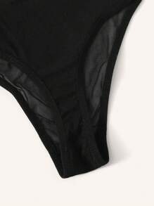 Crisscross Back Sheer Lingerie Set - Black - View 5