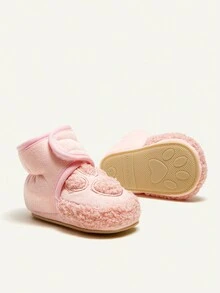 女童時尚舒適粉色靴子休閒保暖