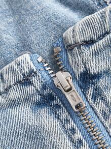 SHEIN EZwear Raw Trim Denim Tube Top & Bodycon Skirt - Light Wash - View 4