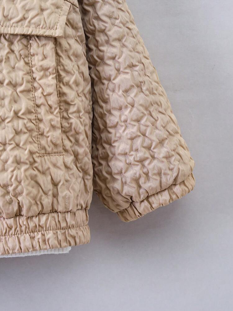 Young Boy Letter Patched Detail Textured Jacket Without Tee
