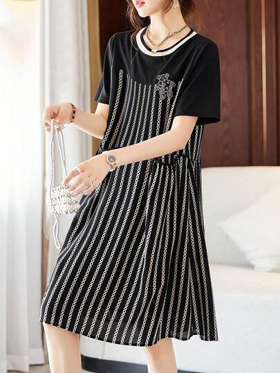 Chain Print Smock Dress