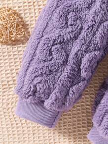 SHEIN Áo và quần có cổ tương phản của cô gái trẻ - Màu tím - Xem 6