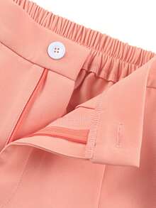 Solid Flare Leg Suit Pants - Pink - View 3