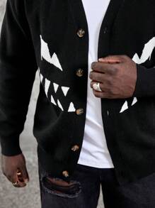Manfinity RebelGame Taglie Forti Uomo Cardigan Halloween espressione motivo