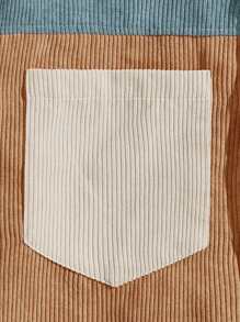 GENTILAND 1 chiếc áo khoác nhung kẻ caro túi đôi màu sắc cỡ lớn dành cho nam - Nhiều màu - Xem 3