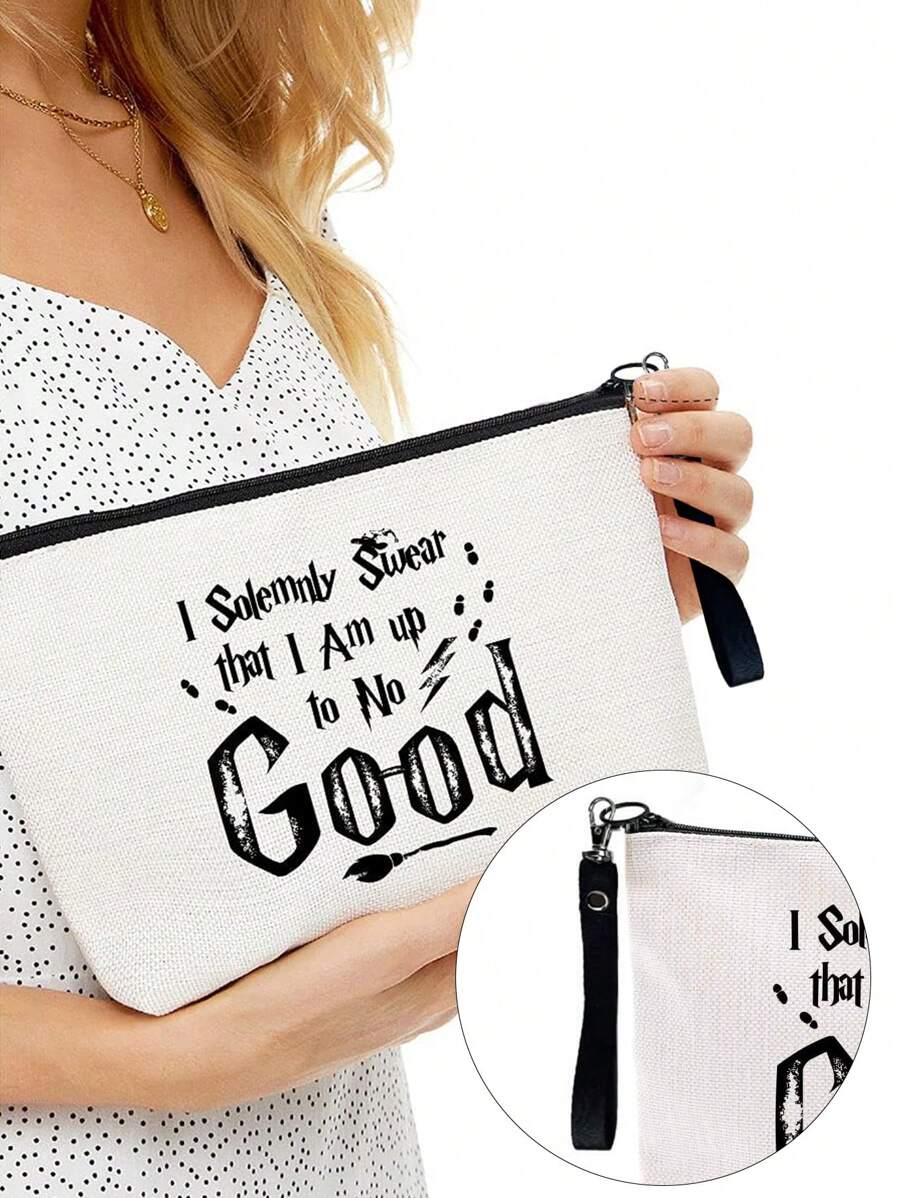 Letter Graphic Makeup Bag,Pink Room Decor Home Bedroom Bathroom Living