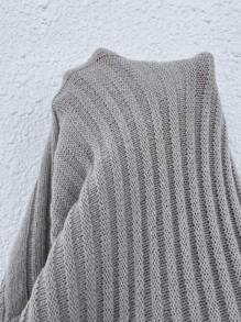 SHEIN LUNE Áo len cardigan thiết kế thường ngày màu trơn cỡ lớn - Xám - Xem 9