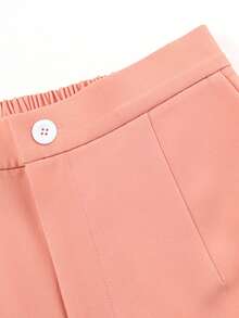 Solid Flare Leg Suit Pants - Pink - View 4