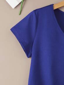 INAWLY Camiseta unicolor de cuello V