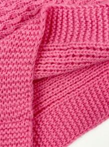 SHEIN Unity Áo len cổ cao tay rớt vai màu trơn, thích hợp cho mùa thu đông. - Màu Hồng Tươi - Xem 6