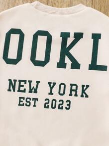 SHEIN 女小童字母圖案運動衫