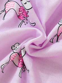 SHEIN Baby Girl 2pcs Floral Print Button Front Jumpsuit - Purple - View 4