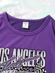 Teen Girls Car & Letter Graphic Tee - Purple - View 4