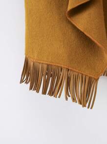 SHEIN Elladie kids Young Girl Waterfall Collar Fringe Trim Open Front Vest Overcoat