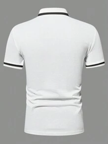 Manfinity Homme Camisa Polo de Trabalho Casual de Golfe com Recorte Contrastante para Homens, Presente para Namorado