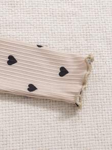 女嬰3入組愛心圖案木耳邊小高領T恤 - 彩色 - 查看 3