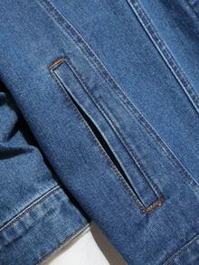 Manfinity Hypemode Men Plus 1pc Flap Pocket Denim Jacket - Blue - View 5