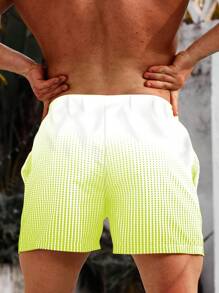 Surfspeed Men Ombre Drawstring Waist Swim Trunks - Green - View 2