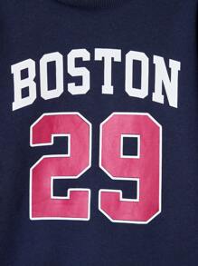 RueChic Cậu bé Tween Đồ họa Chữ cái Áo chui đầu và quần thể thao - Màu xanh hải quân - Xem 6