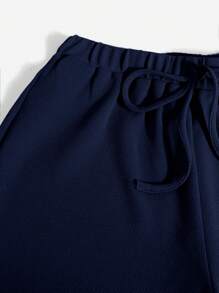 Mulvari Letter Graphic Tank Top & Sweatpants 2 Piece Set - Navy Blue - View 5