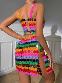 SHEIN SXY Colorful Sequin Cami Dress - Multicolor - View 2