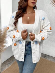 SHEIN Unity Hơn Đèn treo tường Thả vai Xoắn Dan Áo len Mở - Màu be - Xem 6