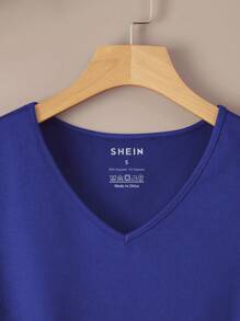 INAWLY Camiseta unicolor de cuello V