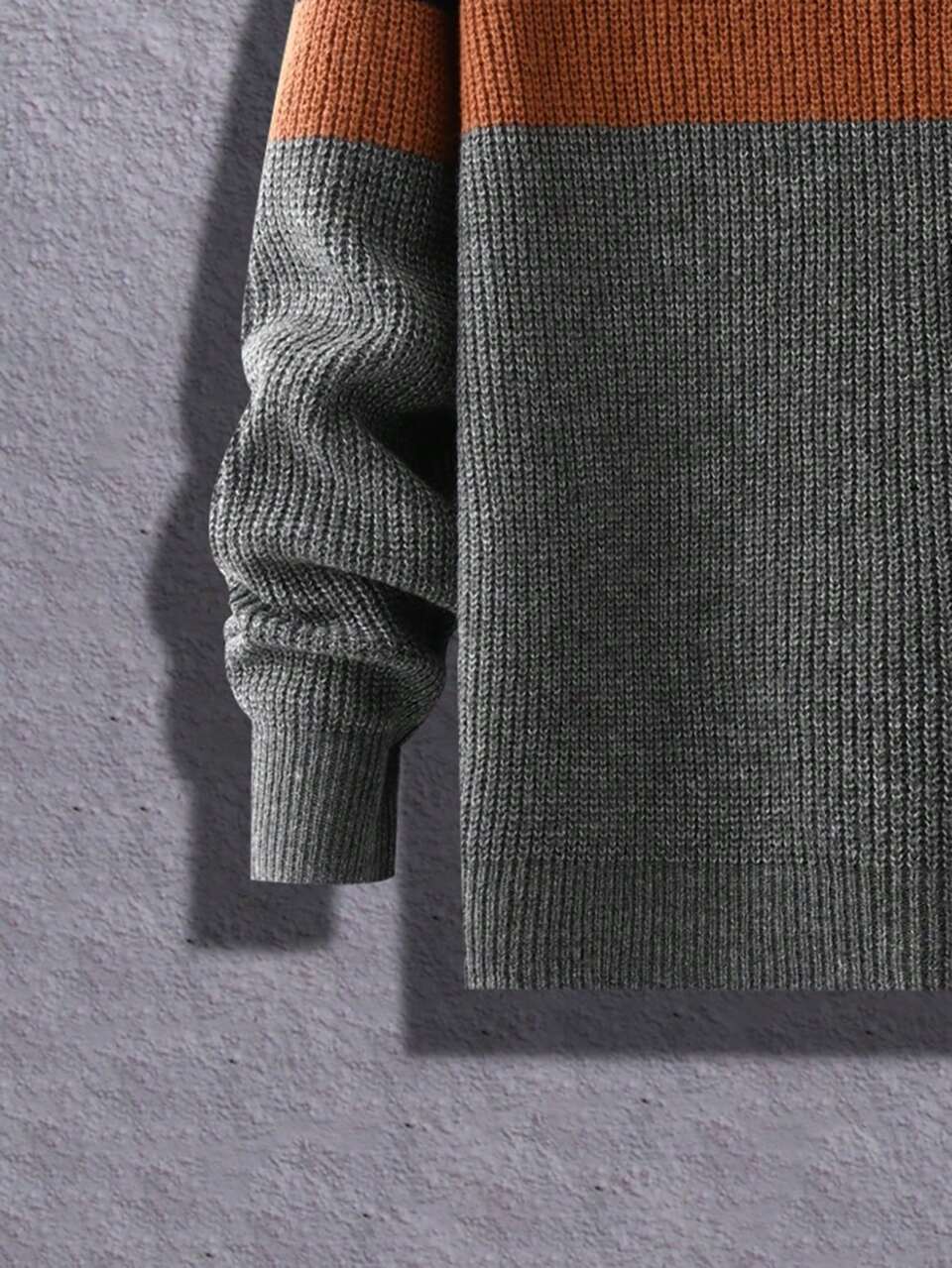 Men Color Block Quarter Zip Sweater