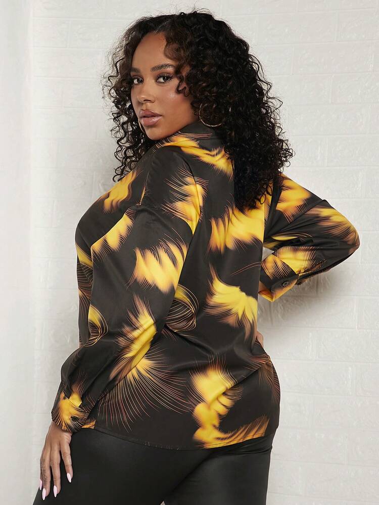 Plus Tie Dye Button Front Shirt