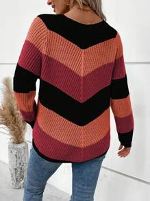 EMERY ROSE Chevron Pattern Raglan Sleeve Sweater - Multicolor - View 2