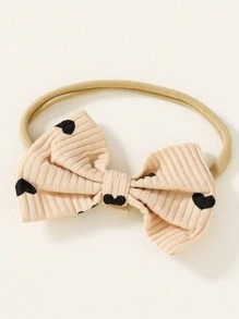 2pcs Set Casual Elegant Sweet Cute Baby Girl Autumn Outfit, Front Bow Half-Placket Ruffle Heart Print Romper And Headband