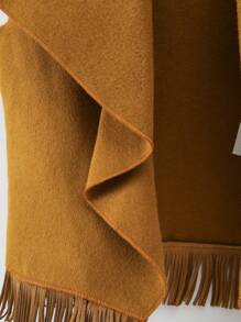 SHEIN Elladie kids Young Girl Waterfall Collar Fringe Trim Open Front Vest Overcoat