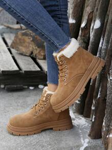 New Arrival Short Winter Boots With Fur Lining, Keep Warm And Suitable For Women To Wear On Many Occasions - Brown - View 3