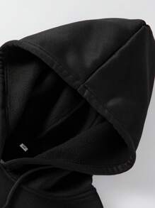 Manfinity EMRG Nam Slogan & In Thiên sứ Túi kangaroo Dây rút Hoodie - màu đen - Xem 5